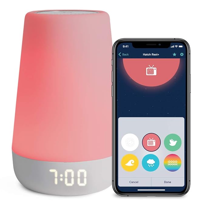 Hatch Rest+ 1st Gen Baby Sound Machine, Night Light, Time-to-Rise Plus Audio Monitor, White Noise Soother, Toddler Sleep Trainer, Kids Alarm Clock, Nightlight - Bloomnest
