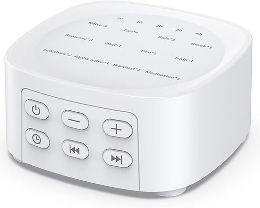 Sleepbox Sleep White Noise Sound Machines with 25 Soothing Sounds 36 Volume Levels 5 Timers Visible Sound Catalog Portable Size Memory Function for Home Office and Travel
