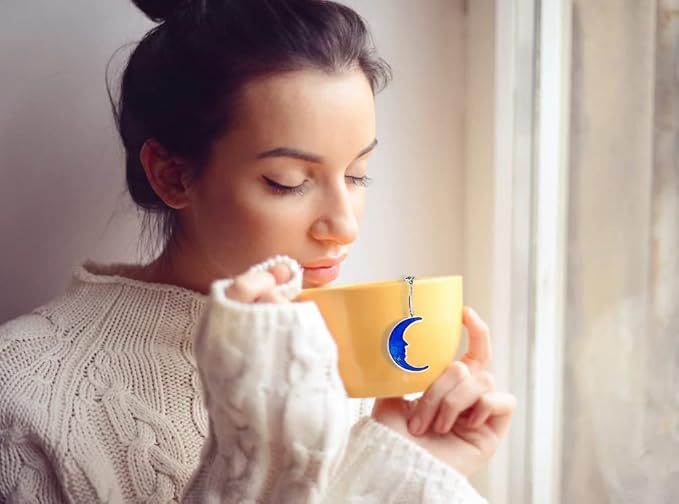 2pcs Tea Infuser, Tea Strainers for Loose Tea, Gold Plated Enamel Moon Star Celestial Charm Pendant Tea Ball Set Loose Tea Steeper Gifts for Women - Bloomnest
