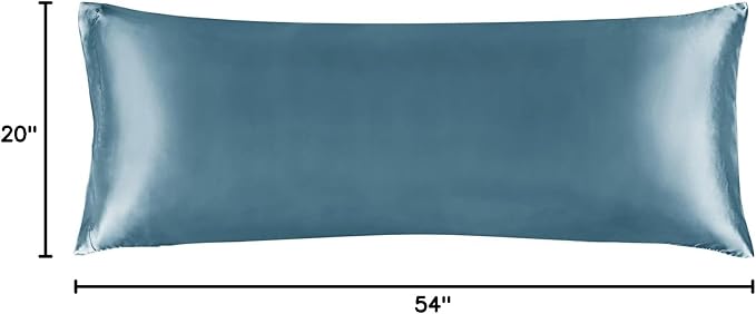 BEDELITE Satin Body Pillow Cover, Super Soft and Cooling Body Pillow Pillowcase for Hair and Skin, Breathable Silky Full Long Pillowcase Cover(20"x54", Bluesteel) - Bloomnest