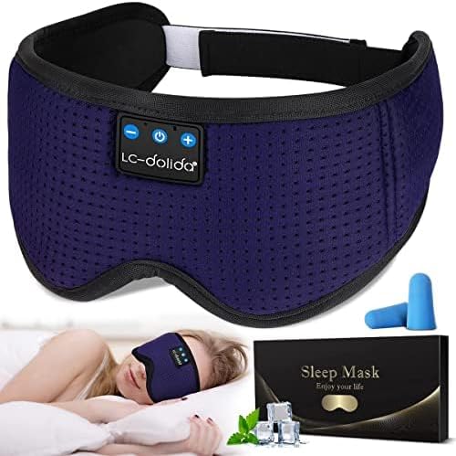 LC-dolida Sleep Headphones, Sleep Mask Bluetooth Wireless Music Eye Mask, Sleeping Headphones for Side Sleepers Sleep Mask with Bluetooth Headphones Ultra-Thin Stereo Speakers Perfect for Sleeping - Bloomnest