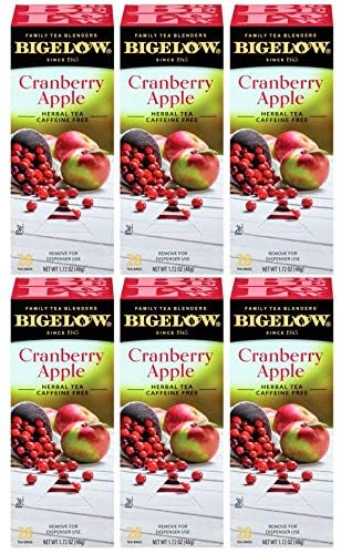 BigelowCranberry Apple Herbal Tea Bags 28-Count Boxes (Pack of 6) Cranberry Apple Hibiscus Flavored Herbal Tea Bags All Natural Non-GMO - Bloomnest