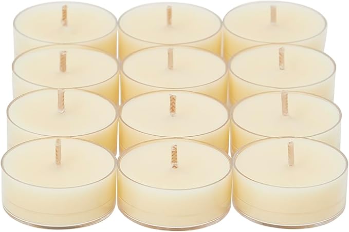PartyLite Set of 12 Tea Lights Candles, Lemongrass & Thyme Scent, Aromatherapy Scented Candles Gift Set, Up to 4 to 6 Hours Burn Time - Bloomnest