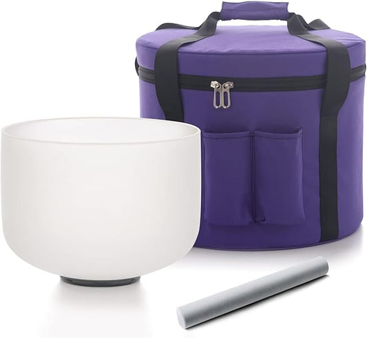 Hye-eun 8inch 432hz A Note Crystal Singing Bowl Third-eye Chakra With Carrying Case for Yoga Sound Healing Bath Musical - Bloomnest