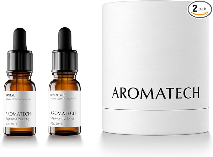 AromaTech Santal & Love Affair Set | Aroma Diffuser Essential Oils Blend of Santal Cardamom, Papyrus, Musk | Love Affair Jasmin, Saffron, Cedar, Ambergris - 10 Milliliter - Bloomnest