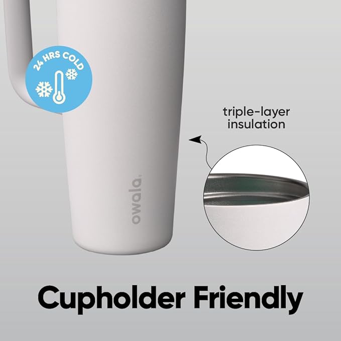 Owala FreeSip Tumbler - Stainless Steel - 30-oz. - Grey/White (Shy Marshmallow) Owala