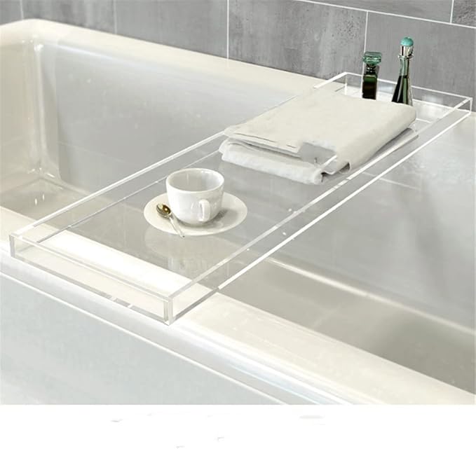 Wangunan 33 inch Luxury Bathtub Table - Shelf Organizer for Bathtub & Shower Storage (Clear) - Bloomnest