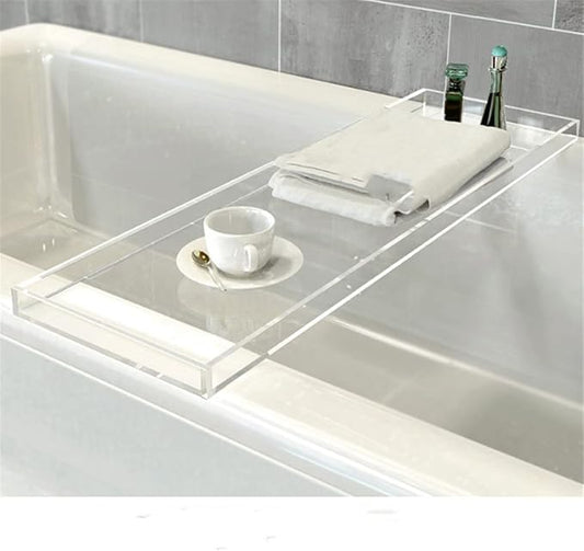 Wangunan 33 inch Luxury Bathtub Table - Shelf Organizer for Bathtub & Shower Storage (Clear) - Bloomnest