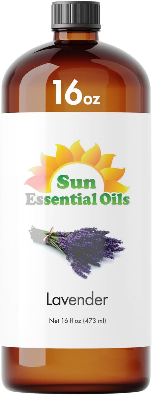 Sun Essential Oil - Lavender Essential Oil 16 oz (473 ml) for Diffuser, Humidifier, Skin, Aromatherapy Massage, Scented for Soap & Candle Making at Home, Calming Aroma for Sleep - Bloomnest