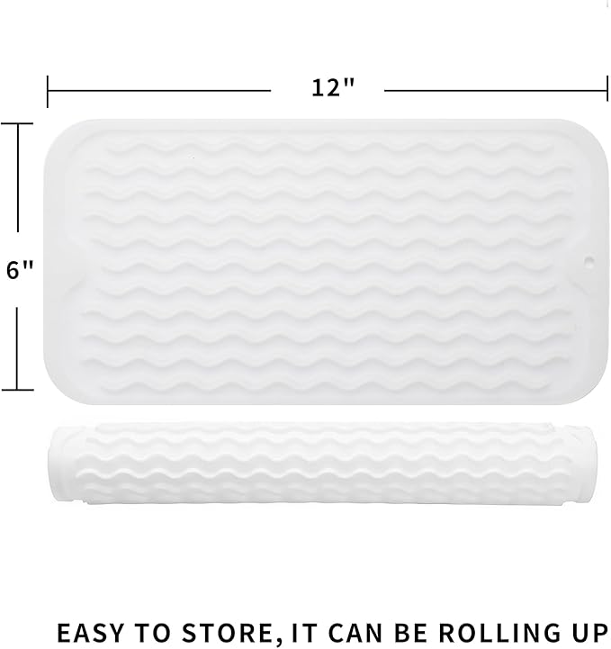 Silicone Dish Drying Mat for Multiple Usage,Easy clean,Eco-friendly,Heat-resistant Silicone Mat for Kitchen Counter or Sink,Refrigerator or Drawer Liner Translucent S 12 inches x 6 inches - Bloomnest