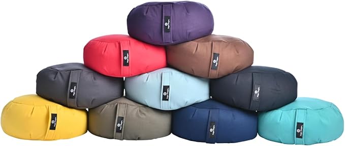 Hugger Mugger Zafu Meditation Cushion - Support in Cross-Legged Sitting, Buckwheat Filled, Durable Fabric, Convenient Handle, Handmade in USA - Bloomnest