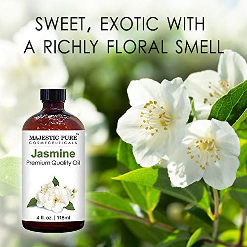 Majestic Pure Jasmine Essential Oil with Glass Dropper - Huge 4 Fl Oz - 100% Pure and Natural Jasmine Oil - Premium Grade Essential Oils for Diffuser, Aromatherapy, Soap and Candle Making - Bloomnest