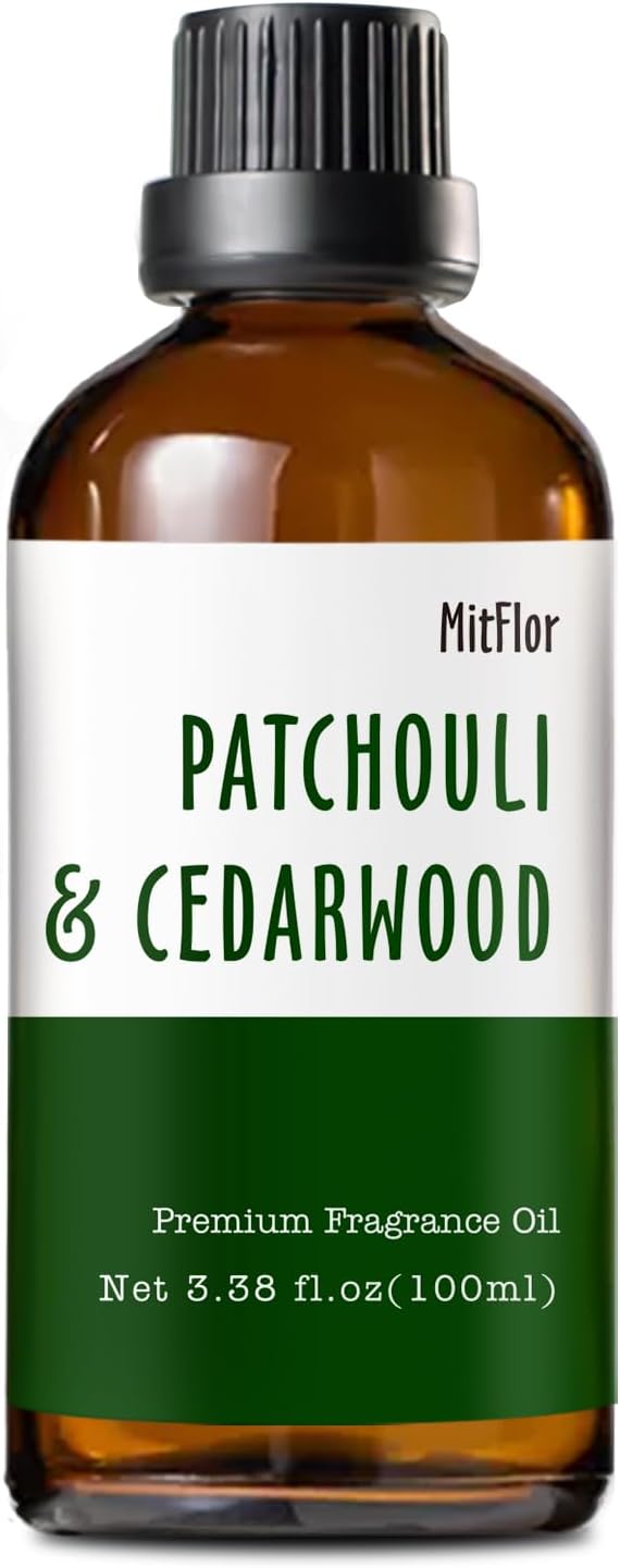 Patchouli & Cedarwood Fragrance Oil, Large Size Premium Fragrance Oil for Soap & Candle Making, MitFlor Single Scented Oil for Diffuser,Masculine Home Fragrance MitFlor