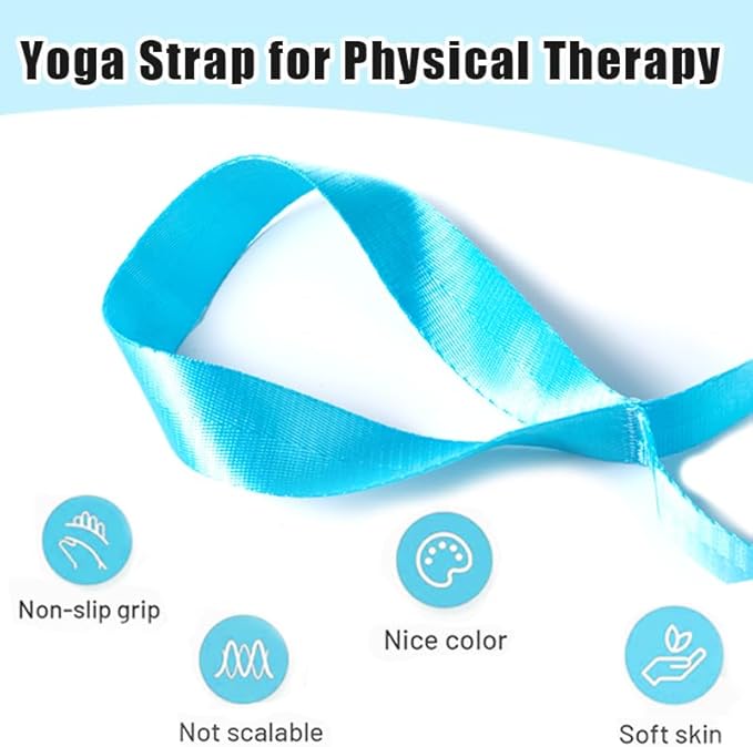 Oak-Sports Stretching Strap Yoga Strap for Physical Therapy with 10 Loops, Yoga Straps for Stretching, Upgraded Non-Elastic Stretch Band for Pilates, Dance and Gymnastics with Workout Guide - Bloomnest