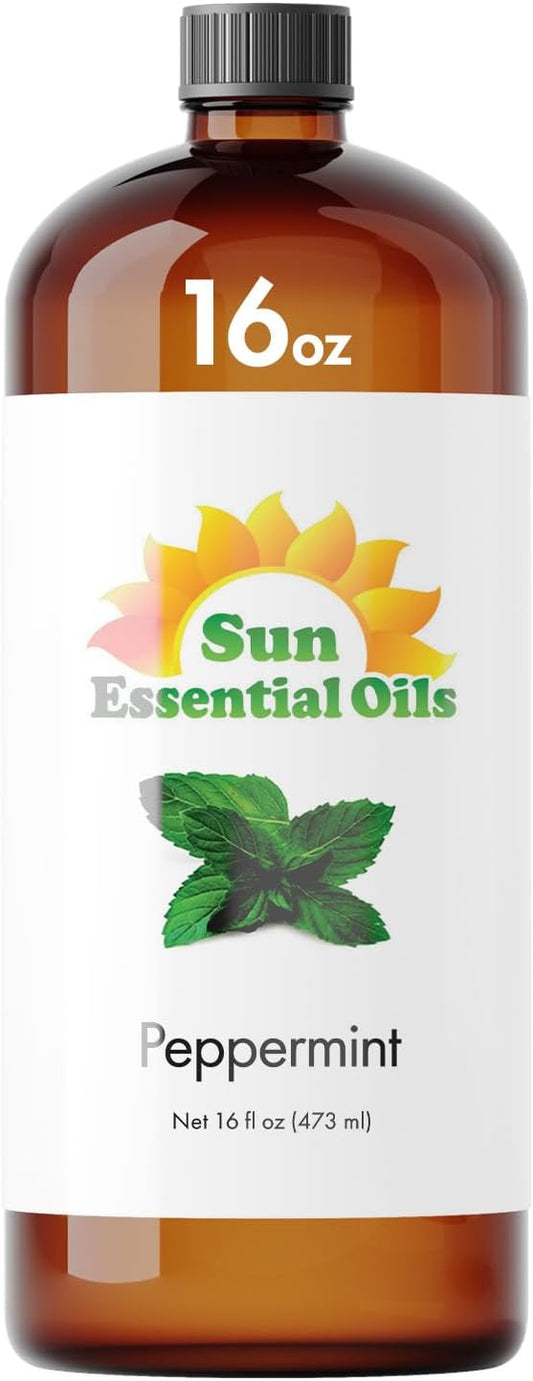 Sun Essential Oils - Peppermint Essential Oil (16 oz Bulk) for Diffuser, Humidifier, Skin & Aromatherapy Body Massage, Candle & Soap Making for Home - Bloomnest