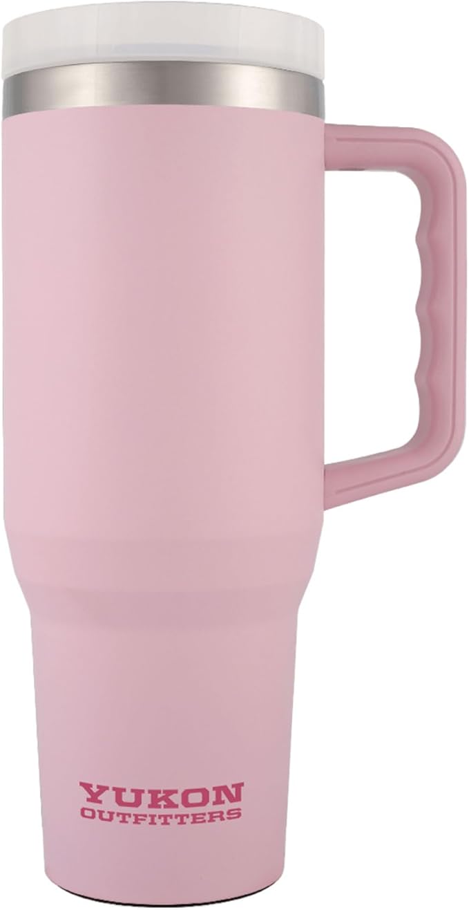 Yukon Outfitters Fit Forty 40oz Double Wall Vacuum Insulated Stainless Steel Tumbler with Reusable Straw & Ergonomic Handle | For Hot or Cold Beverage, Soft Pink - Bloomnest
