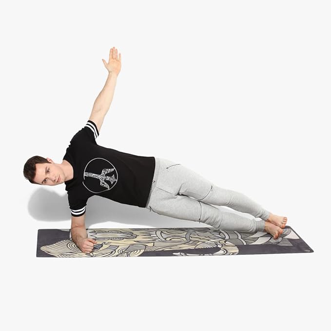 Shakti Warrior Suede yoga mat - Premium Printed Natural Eco-friendly Non-Slip Mat Great for Hot Yoga, Pilates, Workouts (72 inch x 24 inch x 3mm thick) - Bloomnest