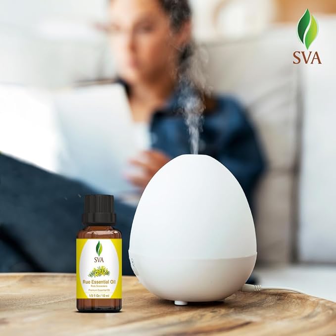 SVA Rue Essential Oil – 1/3 Fl Oz – 100% Natural Rue Oil - for Diffuser, Hair Care, Face, Skin Care, Aromatherapy, Scalp and Body Massage, Soap and Candle Making - Bloomnest