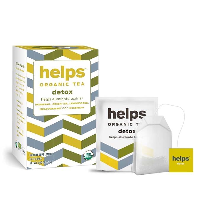 HELPS TEAS | Helps Detox Tea | Organic herbal blend of Horsetail, Green Tea, Herbal Lemon, Ulmaria and Rosemary that facilitate naturally our detox and depurative process | 16 Tea Bags - Pack of 6| - Bloomnest