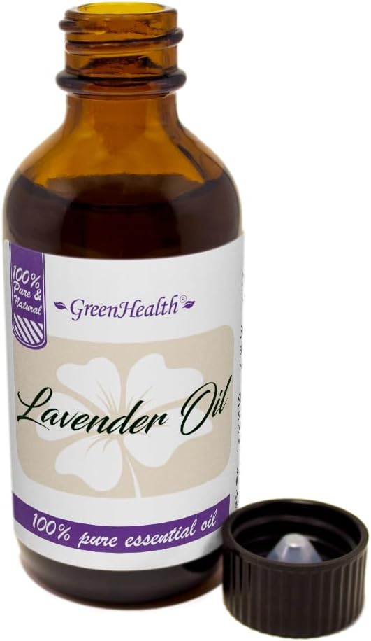 GreenHealth Lavender Essential Oil – 2 fl oz Amber Glass Bottle – 100% Pure & Uncut – Lavender Oil for Diffusers, Aromatherapy, Candles, Soaps, Bath & DIY