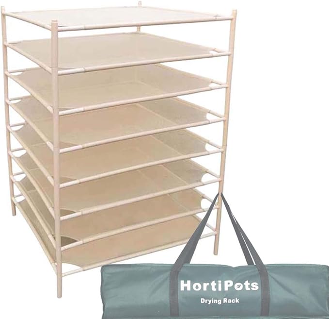 HORTIPOTS Herb Drying Rack 8 Layer Drying Net Dryer Stand Square 28 x 28 Inch to Dry Laundry Clothes or Cure Plants Like Herb Fruit Flowers - Bloomnest
