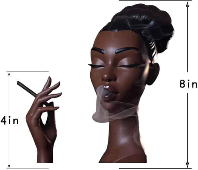 Incense Holder,Black Woman Smoking Head Incense Burner,Unique Home Gift,Desk Decor Suitable for Bedroom and Living Room - Bloomnest