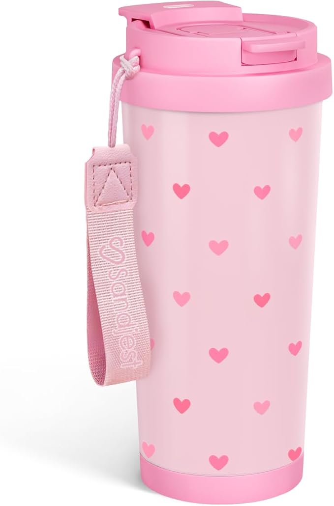 Heart Tumbler - Stainless Steel 2-in-1 Lid Coffee Tumbler 18 oz, Insulated Valentines Travel Mug Gift for Lovers Women Girl, Birthday Christmas Valentine's Day - Bloomnest