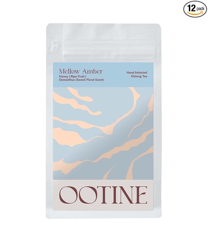 OOTINE, Mellow Amber Taiwan Oolong (12 Pyramid Sachets) | Honey and Dried Fruit Notes, Close to Black Tea & Japanese Wakoucha | Hand-Picked Quality Whole Leaves in Plant-Based Sachets | Caffeine Alternative for Gentle Focus, Supports Gut Health | Multi... - Bloomnest