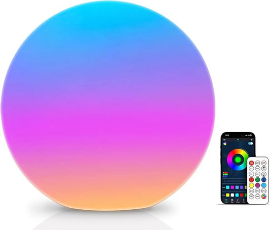 LOFTEK Color Changing Night Light, Smart LED Lamp with Bluetooth APP and Remote Control, Music Sync, 220 Scene Modes, 12-inch RGB Ball Mood Lighting for Living Room, Bedroom Event(Corded Electric) - Bloomnest
