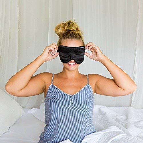 Swanwick 100% Pure Silk Eye Mask for Sleeping – Oversized Luxury Eye Mask to Banish Light for Traveling, Meditation, Afternoon Naps, Shift Workers (Black) - Bloomnest
