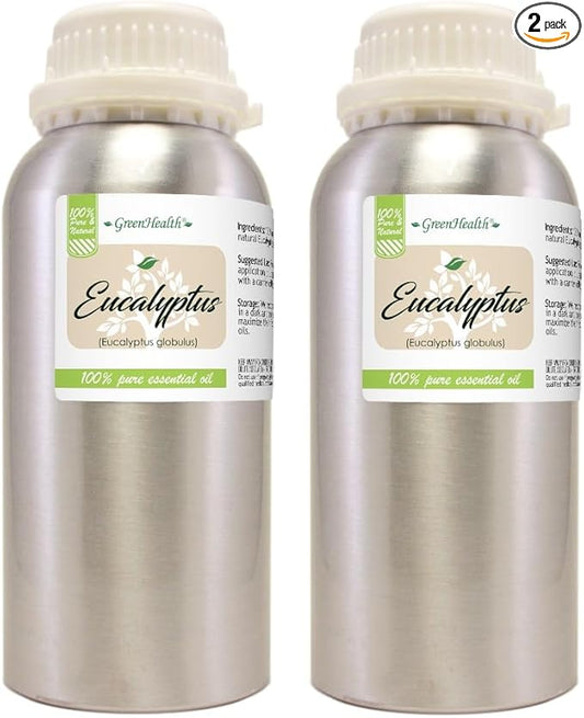 2 Bottles – GreenHealth Eucalyptus Essential Oil – 16 fl oz Each (32 fl oz Total) – 100% Pure & Uncut – Bulk Aromatherapy Oil in Aluminum Bottles – for Diffuser, Cleaning, DIY, Home Fragrance - Bloomnest