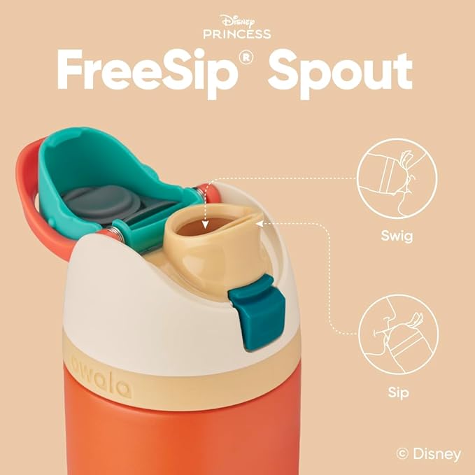 Owala Disney Princess FreeSip Insulated Stainless Steel Water Bottle with Straw for Sports and Travel, BPA-Free Sports Water Bottle, 24 oz, Moana Owala