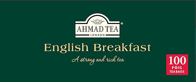 Ahmad Tea Black Tea, English Breakfast Teabags individually wrapped in foil, 100 ct - Caffeinated & Sugar-Free - Bloomnest