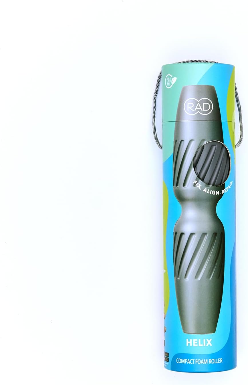 RAD Helix – Compact High-Density Exercise Foam Roller – Deep Tissue Myofascial Release for Back, Quads, Hamstrings & More – Muscle Recovery Tool for Stretching & Mobility