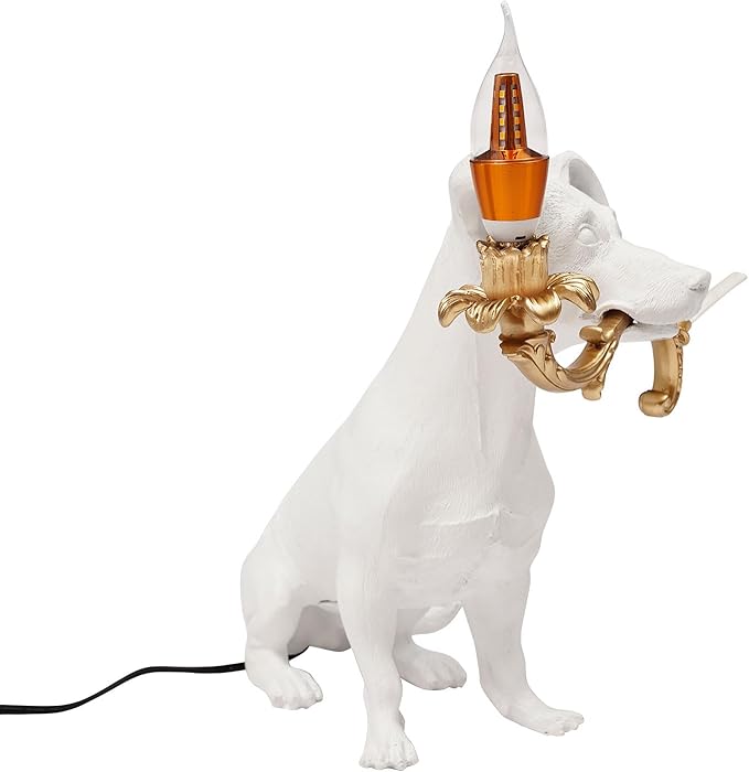 Modern Resin Carved Dog Table Lamp Cute Bedside Lamp Sitting Dog Floor Lamp Animal Table lamp Creative Desk Lamp for Home Decor,Living Room, Bedroom 16.53inch Tall - Bloomnest