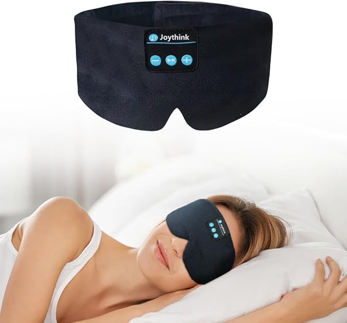 Joythink Sleep Headphones Sleep Mask Kids Children Wireless Music Eye Mask Sleeping Headphones Headband for Side Sleepers Silk Sleep Mask with Wireless Headphones Ultra-Thin Stereo Speakers - Bloomnest
