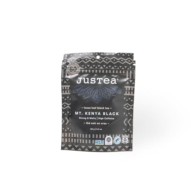 JusTea MT. KENYA BLACK | Loose Leaf Black Tea | Recyclable Refill Pouch | 40+ Cups (3.2oz) | High Caffeine | Award-Winning | Fair Trade | Non-GMO - Bloomnest