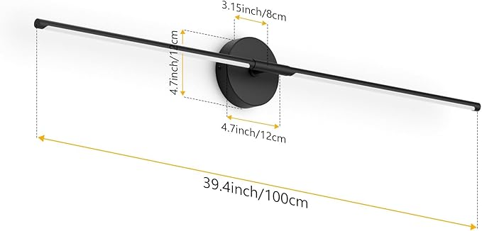 Modern Wall Sconces Set of Two 3000K 40In Hardwired Black Bathroom Sconce Vanity Light Bar 360° Rotate Warm Light for Bedroom Bathroom - Bloomnest