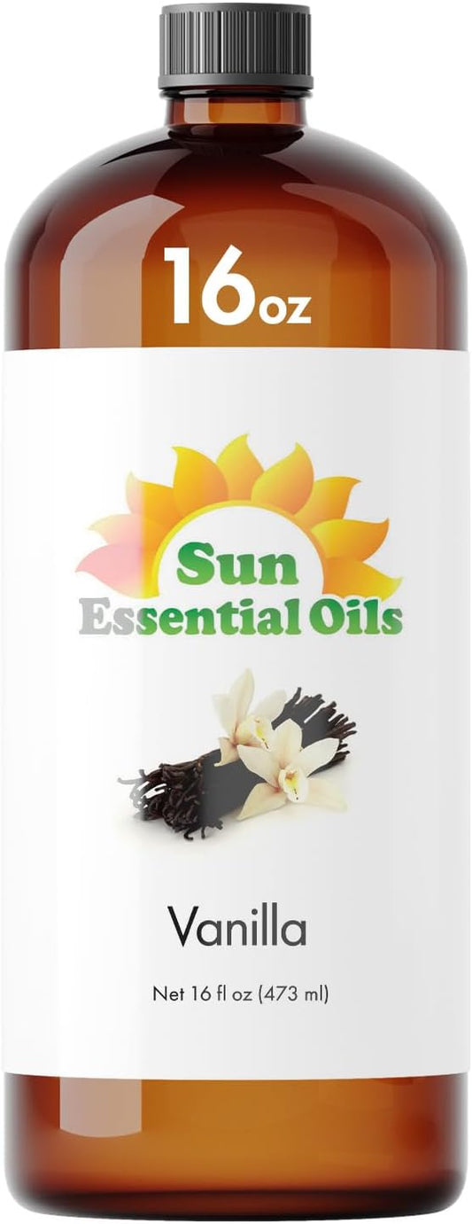 Sun Essential Oils - Vanilla Essential Oil 16 oz for Diffuser, Skin, Hair, Humidifier & Aromatherapy Massage, Scent for Candle, Lotion & Soap Making & Room Freshener - Bloomnest