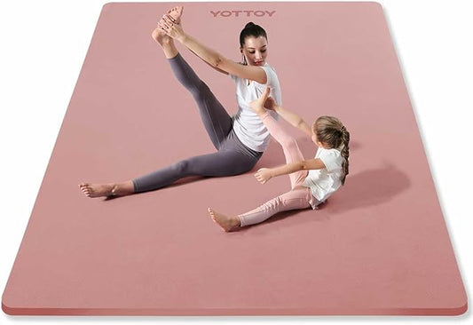 YOTTOY Large Yoga Mat (75 * 52 * 1/2inch),Extra Wide TPE Exercise Mat,Non-Slip Workout Mat for Pilates, Fitness, Barefoot, Home Gym Studio with Strap and Towel - Bloomnest
