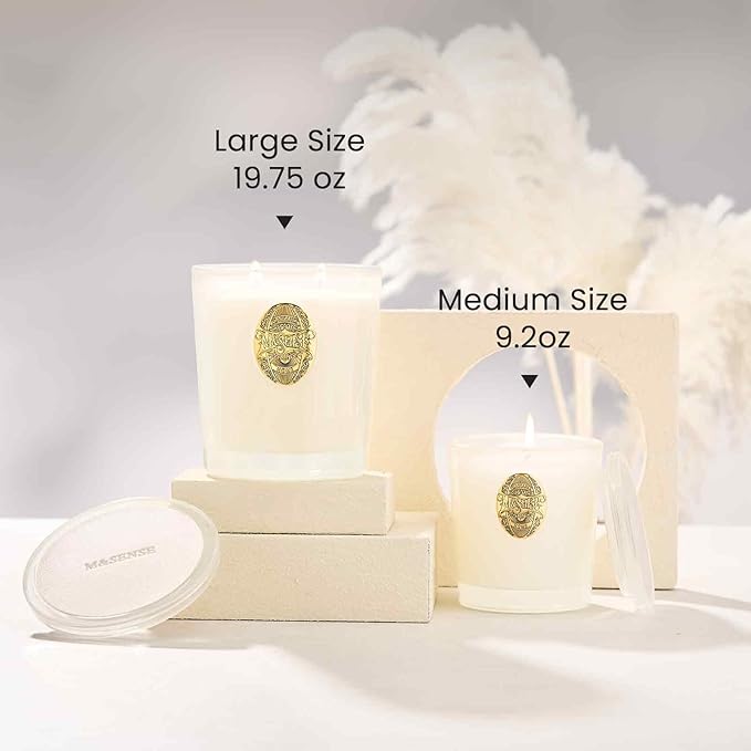 M&SENSE Large Two-Wick Soy Candle | Creamy Vanilla Pie & White | 19.8 oz, 120H Burn Time | Luxury Scented Candle for Relaxation, Gifting, Home Décor | Ideal for Bedroom, Office, Party Ambiance - Bloomnest