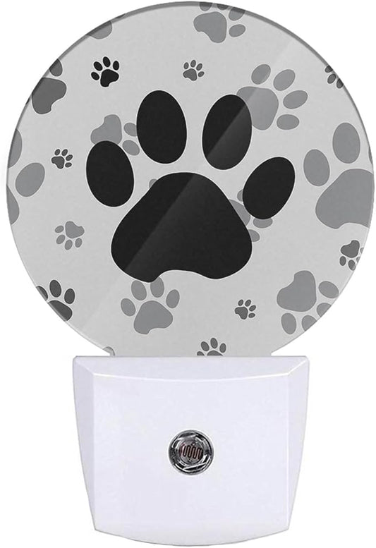 EKOBLA Cute Dog Paw Night Light Black and Gray Paws Night Lights Plug into Wall for Boys Girls, Led Lamp for Stairway/Hallway/Bedroom 0.5W Nightlight Sleep Friendly - Bloomnest