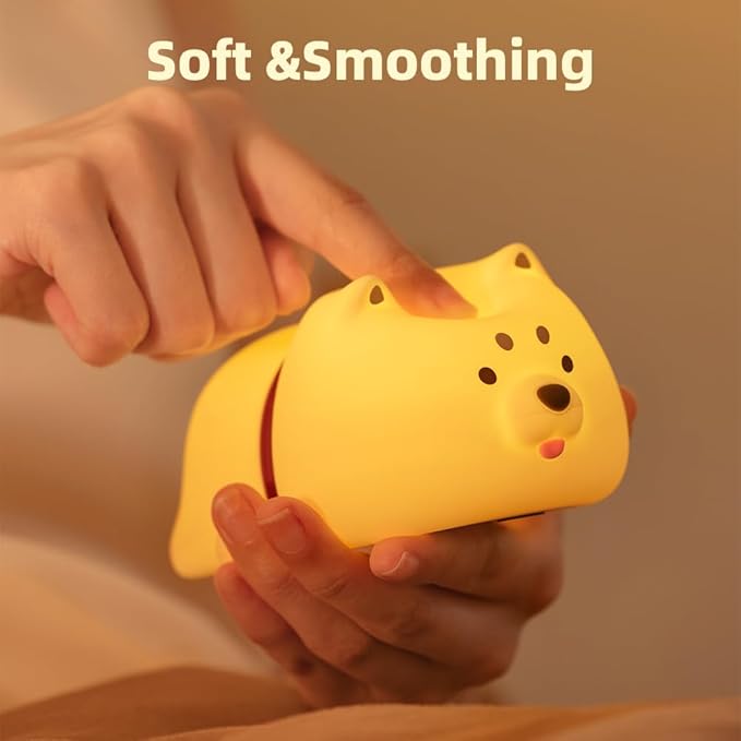 Cute Puppy Night Light for Baby Kids - Rechargeable Touch Control Night Light with 3 Brightness, Warm Light, Timer & Soft Silicone - Nursery Bedroom - Bloomnest