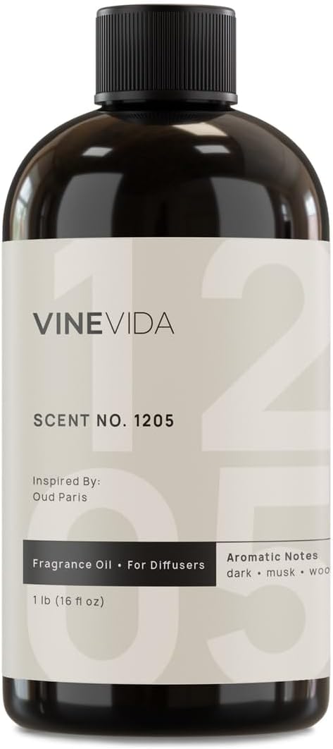 VINEVIDA [16 Fl Oz] Scent NO. 1205 Fragrance Oil for Cold Air Diffusers, Aromatic Notes of Dark Musk Oud Wood, Essential Oils for Diffuser Oil Refill & Air Freshener Room Spray - Bloomnest
