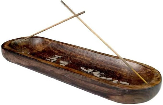 Wood Double Incense Sticks Holder Burner - Large Ash Catcher Handmade Home Decor - Bloomnest
