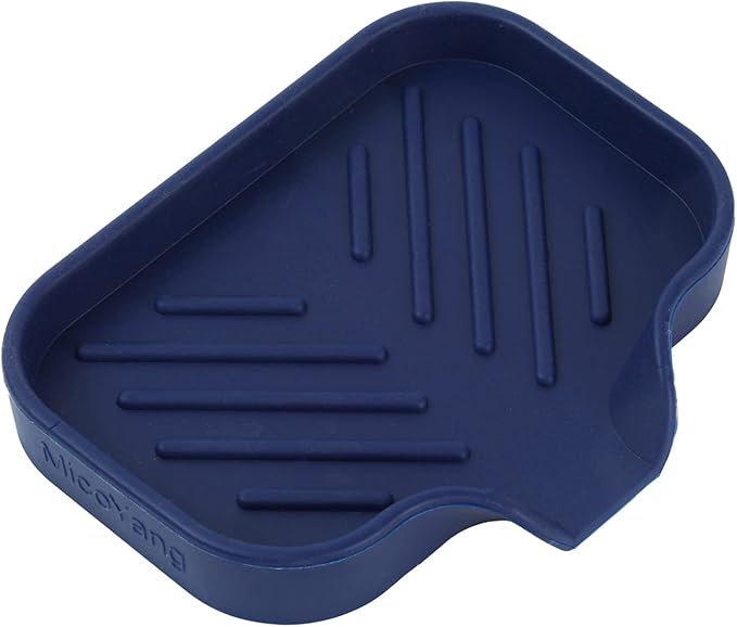 Silicone Bathroom Soap Dishes with Drain Spout-Kitchen Sink Organizer,Sponge Holder,Dish Soap Tray,Perfect for Dispenser,Scrubber,Bottle,Cup on Sink or Counter-Navy Blue 4.9"×3.2" - Bloomnest