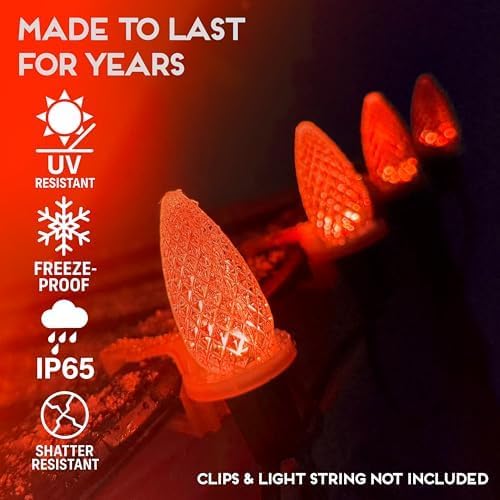 HLO Lighting Set of 25 Orange C9 Faceted LED Christmas Light Bulbs for Indoor & Outdoor Use | Durable Replacement Bulbs - Bloomnest