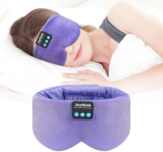 Joythink Sleep Headphones Bluetooth Sleep Mask Silk Headband Earphones Bluetooth Eye Mask for Sleeping On Side Blackout Soft Sleep Earphones Music Kids Children Eye Cover Purple - Bloomnest