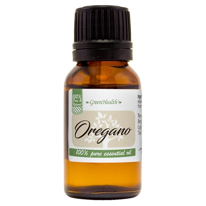 GreenHealth Oregano Essential Oil - 15 ml Amber Glass Bottle with Euro Dropper - 100% Pure Essential Oil Greenals