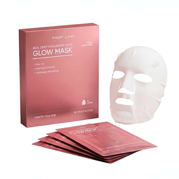 REAL DEEP HYALURONIC ACID GLOW MASK - Hydrating & Brightening Face Mask for Dry/Combination Dry Skin, Reduces Dullness & Fatigue, Camellia Fabric, 24H Moisturization - Bloomnest